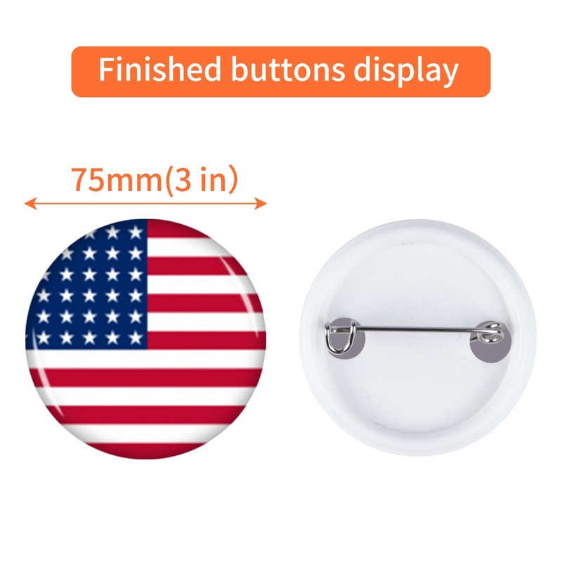 100 Sets 75mm/3inch Button Making Supplies, Pin Back Button Parts