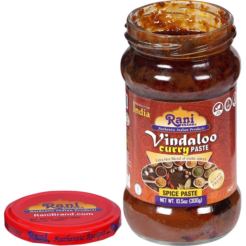 Rani Vindaloo Curry Cooking Spice Paste, Hot! 10.5oz (300g) Glass