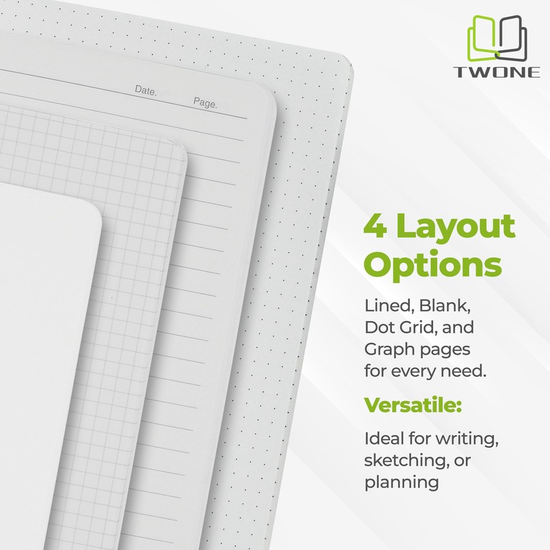 TWONE Travel Journal, 6 Pack Notebook Journal for Travelers Work