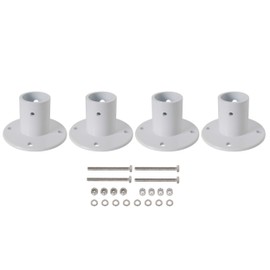 HECASA Deck Anchor Flange Cast Above Ground Pool Ladders Handrails or Slide - 1 7/8” Inch Diameter of 1.9" Aluminum White (4PC)