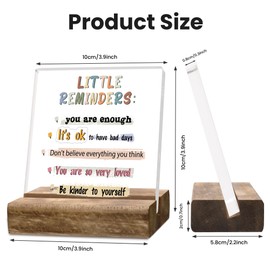 Obookey Mental Health Gifts Desk Decor - Little Reminders You are Enough Office Desk Decor for Women Men, Inspirational Motivational Positivity Encourage Gift Acrylic Plaque Sign for Home Table Shelf