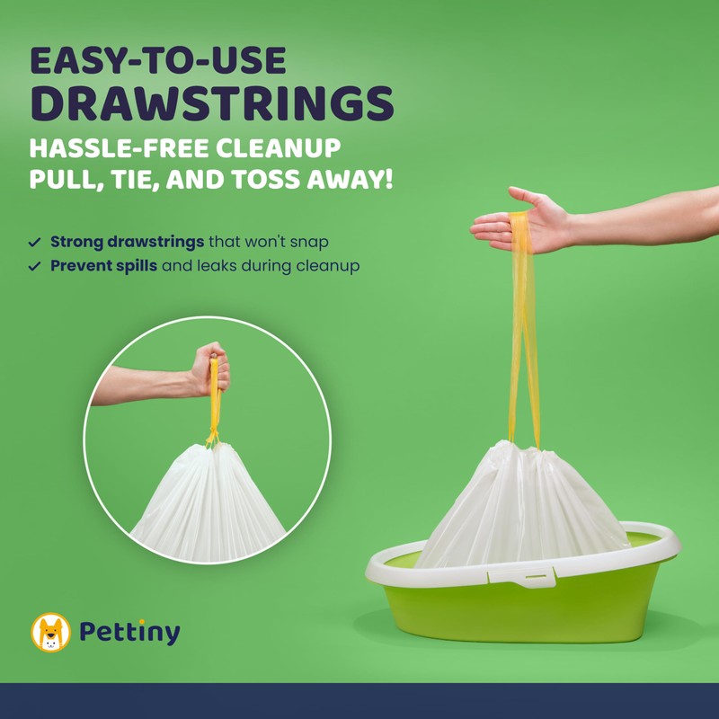 Pettiny 20 XL Cat Litter Box Liners with Drawstrings -