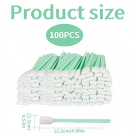 Pack of 100 Cleaning Sticks, Cotton Buds, Long, Polyester Sterile with Fabric, Soft Cotton Buds, Large for Camera, Lens, Inkjet Printers (122 x 13.5 mm)