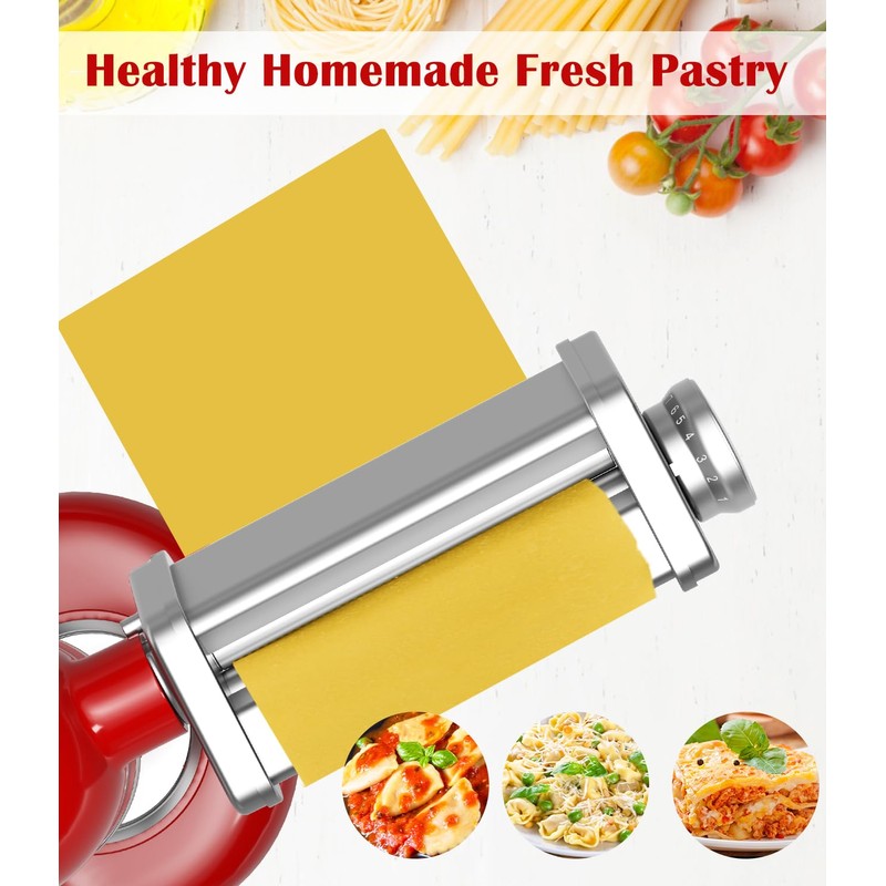 Pasta Roller Attachment for KitchenAid Stand Mixer, Stainless Steel Pasta