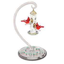 Handcrafted Glass Baron Cardinal's Delight Feeder 5 Inches Tall