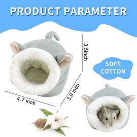 Andiker Hamster Bed, Mini Soft and Warm Hamster House Cute Non-Slip Hamster Sleeping Nest Small Animals Bed Linen House for Mini Hedgehog, Dwarf Hamsters and Small Pets (Grey)