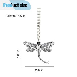 Bling Dragonfly Car Mirror Hanging Accessories, Crystal Diamond Car Interior Ornament Pendant for Women, Lucky Rear View Mirror Charm for Auto Decoration Present