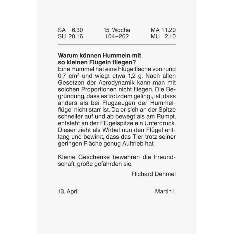 BRUNNEN Tear-off calendar 2026 No. 5 | 81 x 106