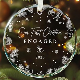 Engagement Gifts for Couples - Gifts for Newly Engaged Couples - Engagement Christmas Ornament 2025 - Glass Ornament