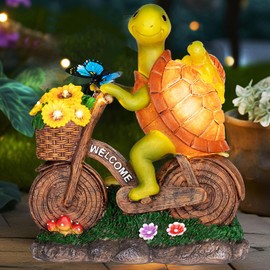 Foreby Garden Solar Turtle Statue With Lighted Sunflower - Outdoor Figurine for Garden Decor, Turtle Gifts for Women