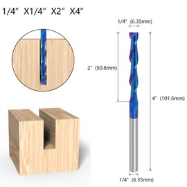 Gasea 1/4 Inch Flat Nose End Mill CNC Router Bits, 2 Flute Spiral Upcut Tungsten Carbide Nano Blue Coating Milling Cutter Tool 1/4 x 1/4 x 2 x 4