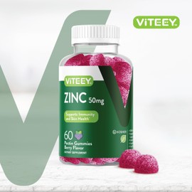 VITEEY Zinc Gummies for Men and Women - Zinc Supplements 50mg - Immune Boost & Skin Health - Vegan, Gluten Free - 60 Count