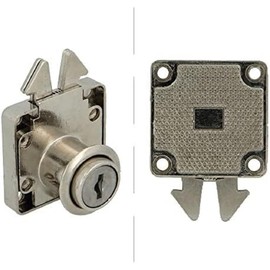 Amig - Furniture Lock for Sliding Doors | Safety Latch with Hooks | Includes 2 Keys | Suitable for Kitchen, Bathroom, Office | Nickel Plated