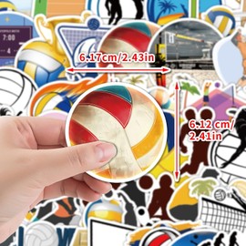 50 Pcs Volleyball Stickers for Kids Teens Adults Boys Girls Gift,Motivational Volleyball Stickers Pack for Laptop,Skateboard,Luggage,Car,Bike,Cup,Computer,Water Bottle Decor,Vinyl Waterproof Stickers