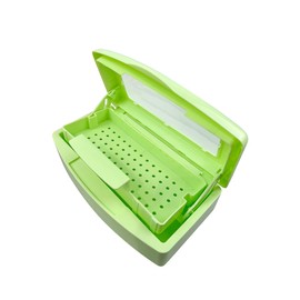 SENLIN DENTAL Esthetician Supplies Nail Tools Cleaning and Disinfectant Case, Plastic Disinfectant Tray for Nail Tools, Eyelash Extensions (Green)