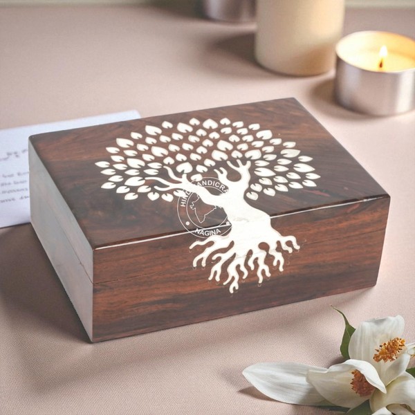 Handgefertigte kleine Holzurne für menschliche Asche – Mehrzweck-Schmuckschatulle für Männer