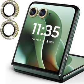Zeking (2 Set) for Motorola Razr 60 Ultra/Motorola Razr Ultra 2025 Camera Lens Protector, Glitter Bling Sparkly Metal Individual Ring [Installation Tray Alignment Kit](Bling-Gold)