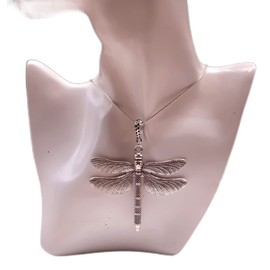 Dragonfly Pendant Necklace 3 1/2 x 3 inches with 18 inches silver plated chain
