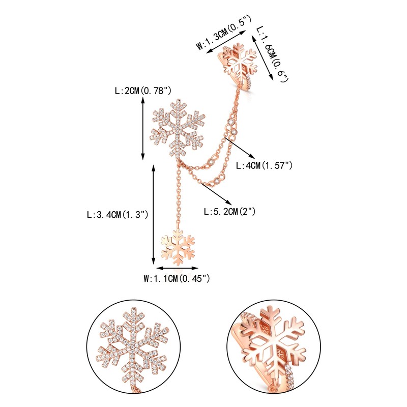 EVER FAITH Snowflake Earrings for Women, Sparkly CZ Snowflake Cuff