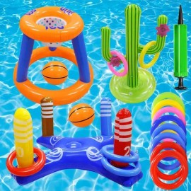Juguete Inflable Lanzar Anillos Dinámico Albercas Piscina                                                                                             