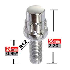 Juego de 4 piezas de accesorios para ruedas, asiento de cono chapado en cromo de 14 x 1,5 pulgadas, juego de cerradura de rueda de alta calidad, rosca M12 x 1,25, longitud del vástago de 24 mm (juego