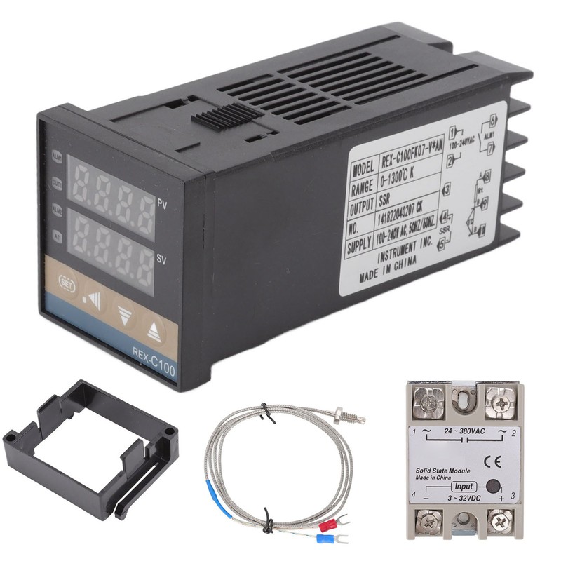 Digital PID Thermostat Temperature Controller Long 100V‑240V and 3.3ft M6