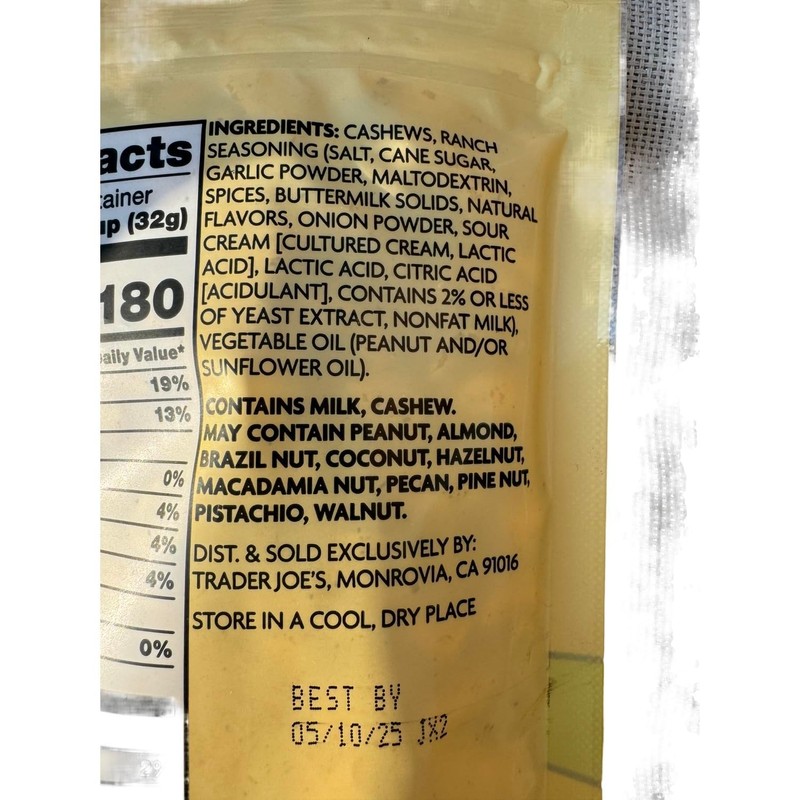 Trader Joe's Ranch Seasoned Cashews ~ PACK of 2