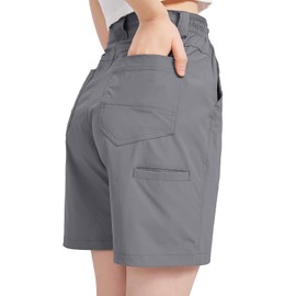 Jawtut Women's Hiking Cargo Shorts 7" Lightweight Quick Dry Athletic Shorts for Camping Travel Golf with Zipper Pockets Water Resistant (2115 Grey 4)