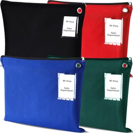 Humyoun 4 Pcs Interoffice Mailer Canvas Transit Sack Zipper Bag 18" x 14" Large Zipper Pouch with Grommet Interoffice Mail Bag (Black,Blue,Red,Green)