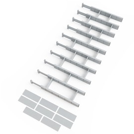 SpaceAid Bamboo Drawer Dividers with Inserts and Labels, Kitchen Adjustable Drawer Organizers, Expandable Organization for Home, Office, Dressers, 10 Dividers with 24 Inserts (17"-22" Gray)