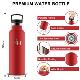 Stainless Steel Water Bottle, 500 ml, BPA-Free, Water Bottle with Straw, Cold for 24 Hours & 12 Hours Warm, Insulated Flask, Leak-Proof, Double Walled, Insulated Bottle for School, Camping