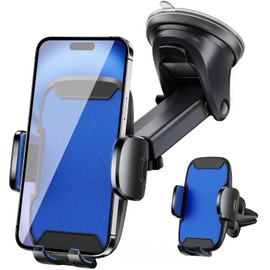 Vexloria Car Phone Holder, [Ultra Powerful Suction] Car Phone Mount, Universal Car Phone Holder for Dashboard & Car Air Vent and Windshield Suitable for All Smartphones-Blue