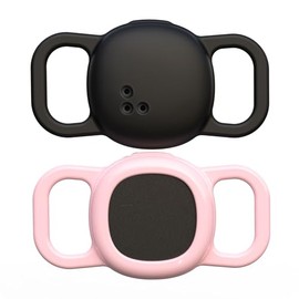 [2 Pack] Cat Collar Holder for Tile Life360 Sticker (2024) Tracker, Lightweight & Durable Flexible Scratch Resistant Silicone Protective Cover for Pet Dog Necklace Accessories,Black/Pink