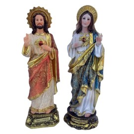 Sagrado Corazon De Jesus & Sagrado Corazon De Maria 12" Tall Religious Figurine