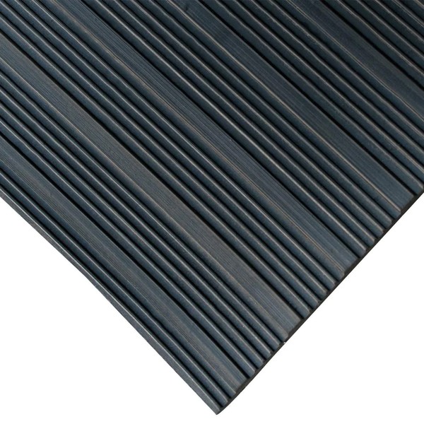 Unknown 45 sq. ft Rubber-Cal Corrugated Composite Rib Black 3 Ft X 15 Ft Rubber Flooring