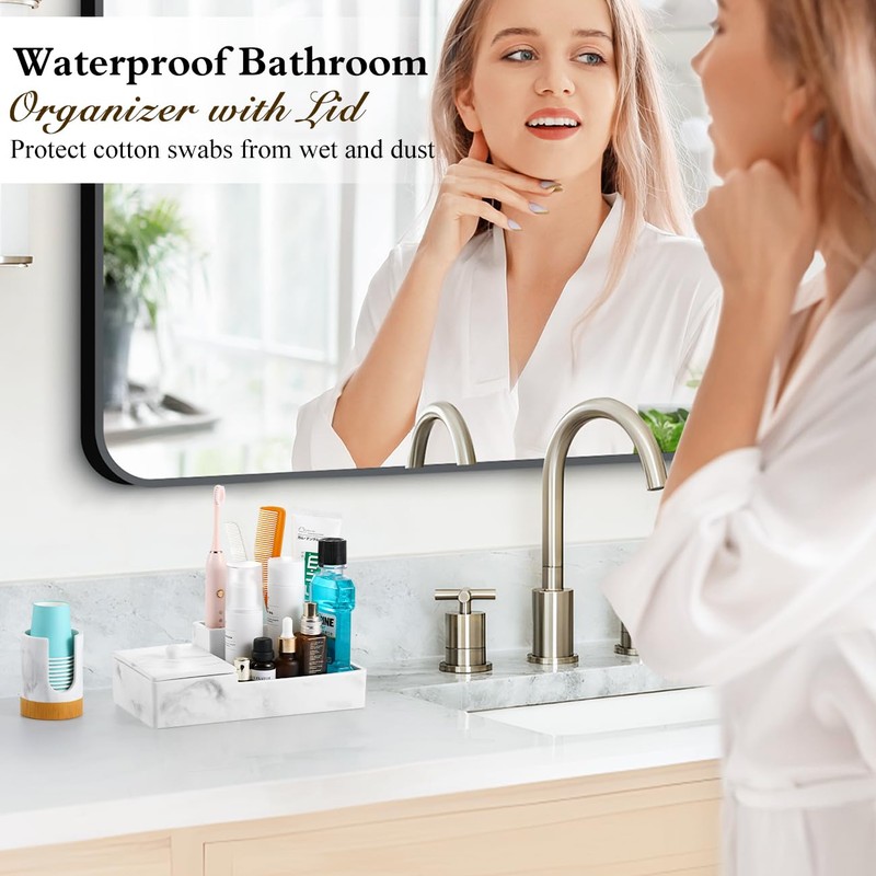 Luxspire Bathroom Counter Organizer, Marble Toothbrush Holder for Bathroom 6