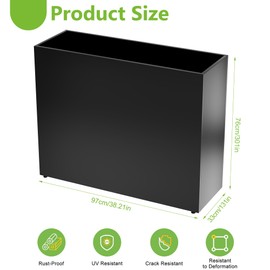 VGMiu Metal Planter Box 38.2'' x 13'' x 30'' Rectangle Planters for Outdoor Plants Large Black Rectangular Planter with Felt Bag & Drainage Holes for Indoor or Outdoor Flower Garden Porch Patio