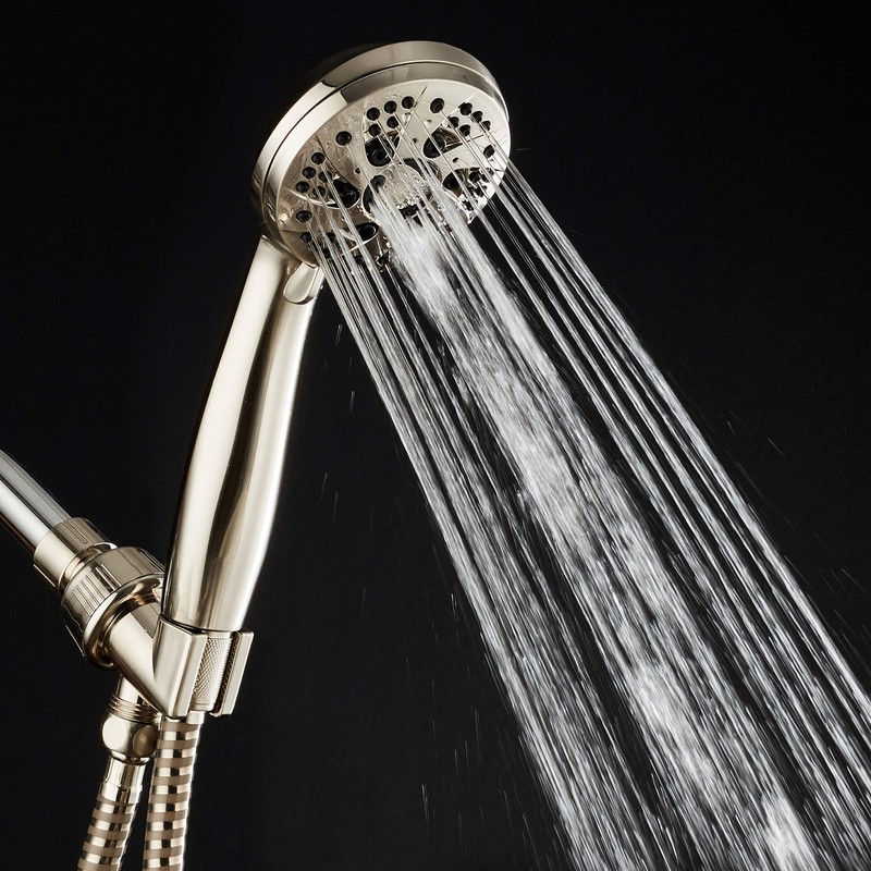 AquaDance Brushed Nickel High Pressure 6-Setting Hand Held Shower Head