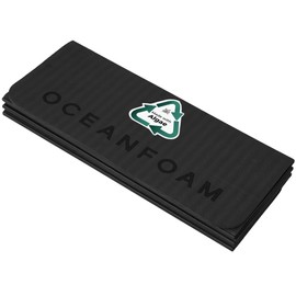 Oceanfoam Travel Workout Mat – 0.3" Thick Folding Exercise Mat for Yoga, Pilates, & Fitness – Non-Slip Mat with Cotton Carrying Strap, Made with Sustainable Algae Foam – 24" x 72" (Charcoal)