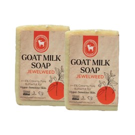 Honey Sweetie Acres 2-Pack All Natural Moisturizing 5 Oz Handmade Jewelweed Goat Milk Soap – Nourishing, Eco-Friendly, and Gentle on Skin