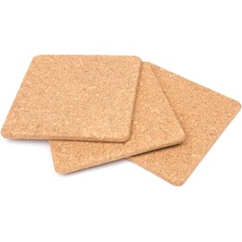 Fox Run Square Cork Trivets for Dishes, Pots, Pans and Plants, 7" x 0.5" Thick, Set of 3 Hot Pads