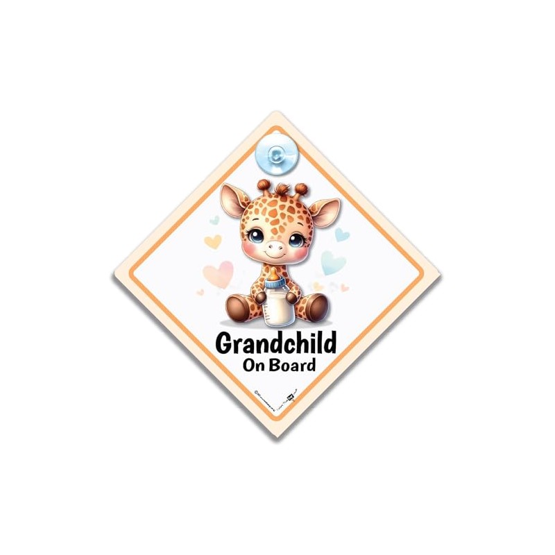 Grandchild on Board Car Sign, Cute Giraffe Design Baby on