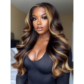 ISEE Highlight Glueless Wigs Human Hair Pre Plucked Pre Cut 7x5 HD Lace Closure Wigs Honey Blonde Body Wave Lace Front Wigs Human Hair Wear and Go for Women 180% Density 20 Inch