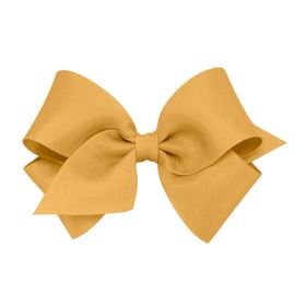 Wee Ones Wee Ones Girls' Plain Wrap Classic Grosgrain Hair Bows on a WeeStay No-Slip Hair Clip, Handmade, Small, Old Gold