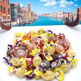 Premium Gourmet Bonelle Italian Fruit Jellies -1.5 lbs Individually Wrapped Assorted Flavors Strawberry, Cranbury, Blackberry, and Lemon-Vegan & Gluten-Free(24 oz)