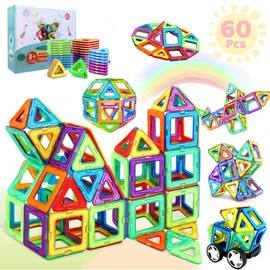 Nasjac Juguete Bloques Magnéticos Niños 3D, 60/84/118 Pzs Juegos de Bloques Construcción Didácticos Creativos Stem, Imanes Magnética Figuras Geométricas, Juguete Educativos Regalo de Navidad Niños 3+
