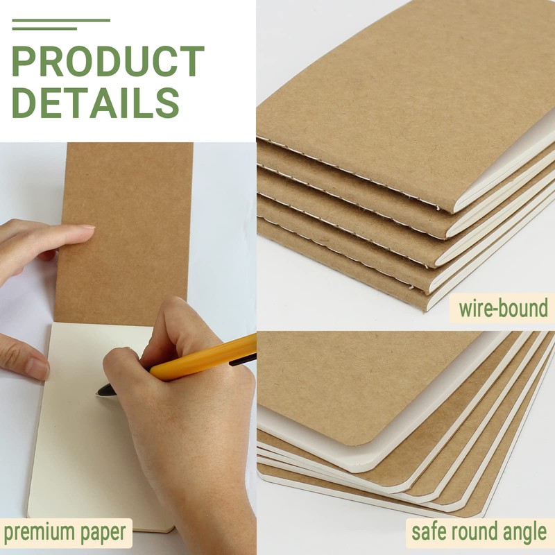 ZMCYN 24 Pack Mini Pocket Notebook 3x5 Inch, Kraft Paper