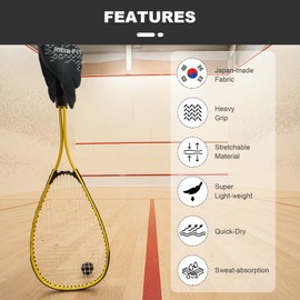 Intra-FIT Squash Gloves PU Racquetball Gloves Left Glove for Left-Handed Squash Racquets, Excellent Grip, Good Rebound, High Abrasion Resistance