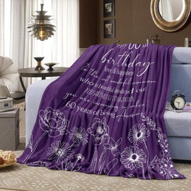 Xutapy 60th Birthday Gifts for Women Blanket 60’’x50’’, Best Gifts for 60 Year Old Women, Happy 1964 60th Birthday Gifts for Her/Wife/Mom/Grandma/Friends, Turning 60 Birthday Gift Throw Blanket