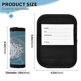 Kjovgcb 2PCs 2PCs Soft Luggage Handle Wrap Suitcase Marker Wraps Covers Tags Identifiers Handle Wraps for Accessories Print Narwhal Unicorn Fish Under Sea Water